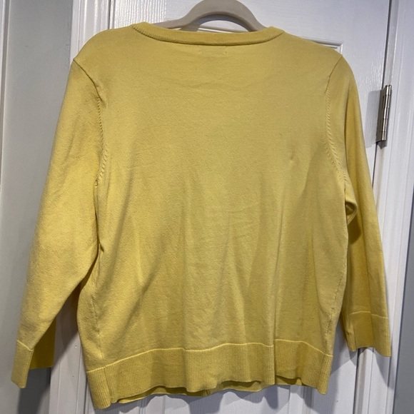 Charter Club Size L Yellow White Daisy Embellished Button Front Cardigan - Picture 9 of 12